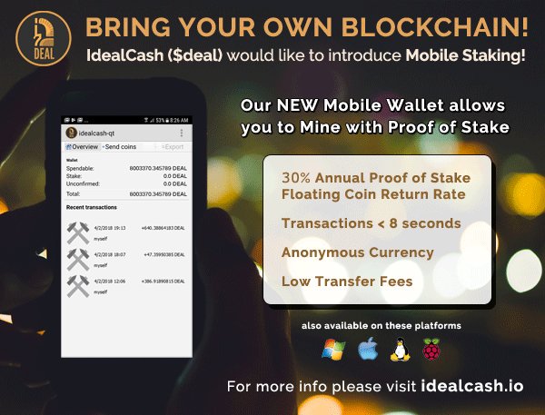 PufferFishCoins's tweet image. DYOR at idealcash.io and then BUY $Deal on @ICQbase !!!

Still a few million coins available 30-40 (39 ATH 2 days ago)

Low Supply + High Demand. Do not be mad at me if you miss the next jump in price.

Stake on 5 platforms including Android &amp;amp; Raspberry Pi

$btc $ltc