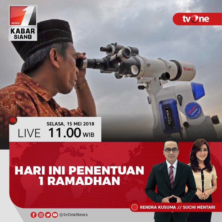 tvOneNews's tweet photo. Hari ini penentuan 1 Ramadhan.
Saksikan Kabar Siang pkl 11.00 WIB hanya di tvOne &amp; streaming di tvOne connect https://t.co/7aK1Y8V8eZ
#KABARSIANGTVONE https://t.co/ertkHWGMSi