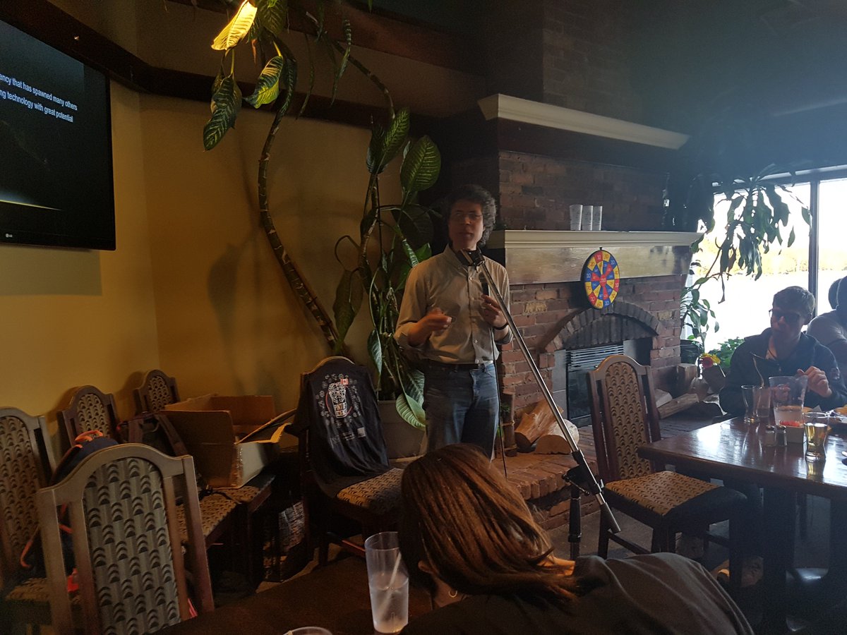 hellen_cwm's tweet photo. We're off to a great start at #pintofscience2018 here in Ottawa at the #techmeout event! Awesome talks by Professors Carlisle Adams and Monica Nevins @monicanevins! Great interaction with the audience! We're very excited about the two next evenings! #pint18 @pintofscienceCA https://t.co/RaolRO0nIt