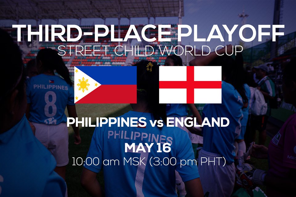 FairplayForAll's tweet photo. Philippines v England for the 3rd Place Playoff of the Girls Division in the Street Child World Cup.

Good luck and have fun, girls! https://t.co/sHFFkCuGjG