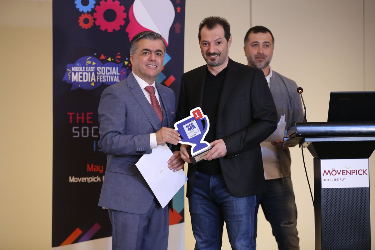 MESMFestival's tweet photo. Congratulations @adelkaram9 of winning the “Middle East Social Media Award 2018” under the category of “Best Public Figure ” on social media during the @MESMFestival 2018.
#MESMA2018 #MESMF2018 #SocialMedia https://t.co/ottOVjrQxS