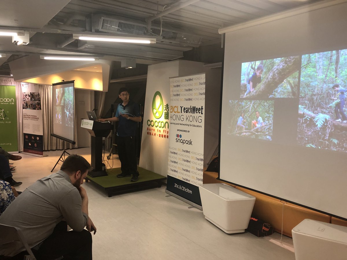 21cli's tweet photo. The final presenter for this evening - @chausensei - shares the development of a #ForestSchool program at @ICHK_edu, and his role within the program at the #21CLTeachMeet. https://t.co/c3XrmnaRlA
