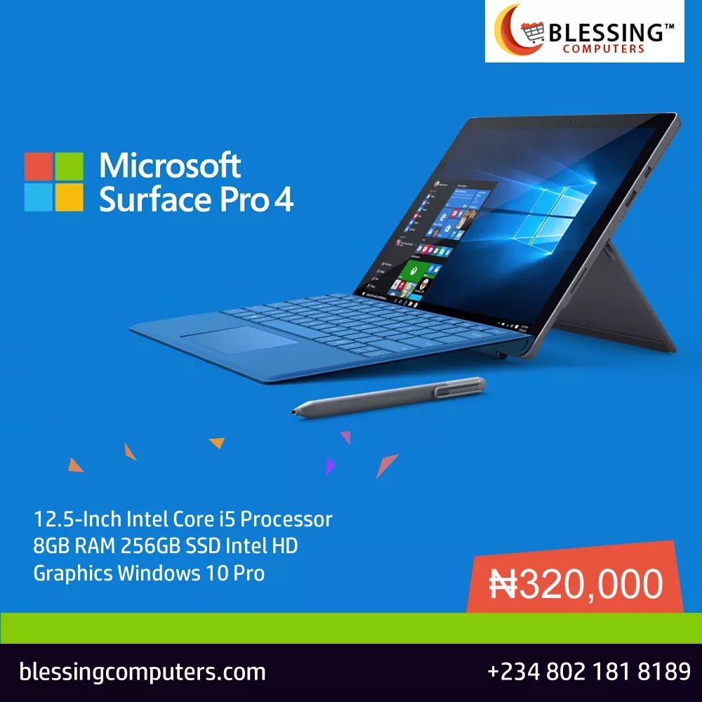 blessing_comps's tweet image. Microsoft Surface Pro 4 12.5" Intel Core M Processor 128GB SSD 4GB RAM Webcam Wifi Windows 10 Professional. ₦320,000 only #microsoft #surfacepro #blessingcomputers
