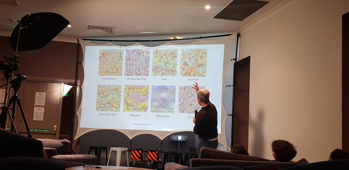 LoveofMerinos's tweet photo. What happens when you ask an AI what things look like? You get abstract art #pintau18 https://t.co/hvwKJr3jlt