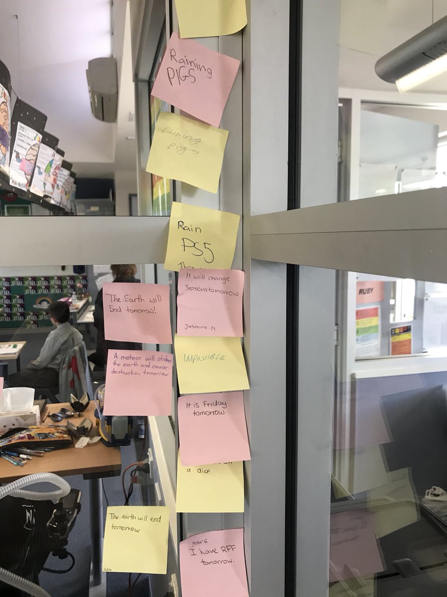 Chance and probability in year 6 🎲 We made a visual posted note line ranging from Certain to Impossible. Students chose events and placed them along the line! Such a great hands on activity and made it easier for them to understand 💁🏼‍♀️ #acuedu_p