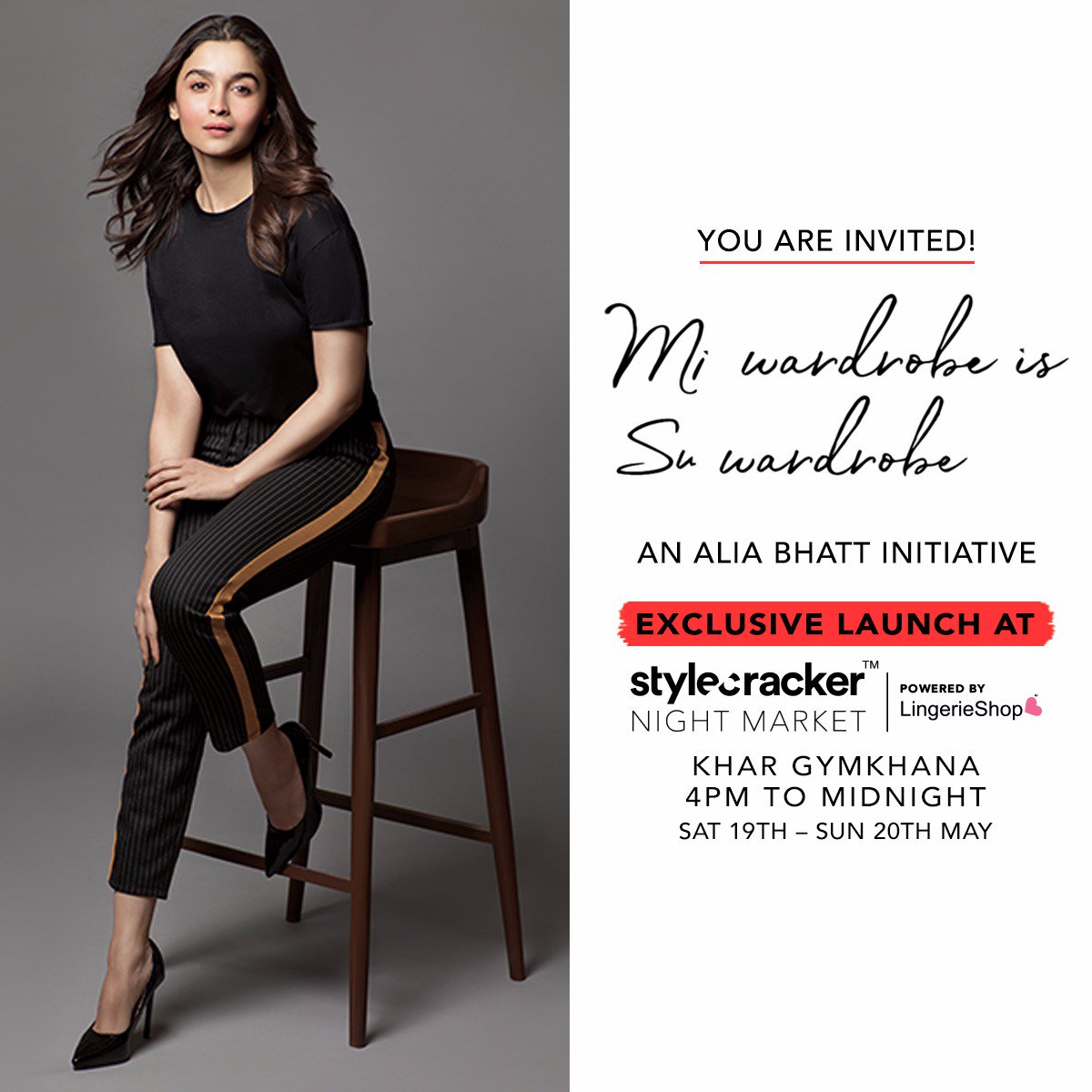 StyleCracker Project (@thesc_project) on Twitter photo We are thrilled to be part of <a href="/aliaa08/">Alia Bhatt</a> 's newest initiative, Mi Wardrobe is Su Wardrobe. Get access to pieces from the superstar's closet only at the #SCNightMarket on 19th and 20th May 💫 We are thrilled to be part of <a href="/aliaa08/">Alia Bhatt</a> 's newest initiative, Mi Wardrobe is Su Wardrobe. Get access to pieces from the superstar's closet only at the #SCNightMarket on 19th and 20th May 💫