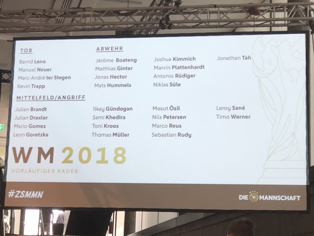 Auf einen Blick: vom #bvb wie zu befürchten war nur Marco #Reus dabei. #DFB_Team