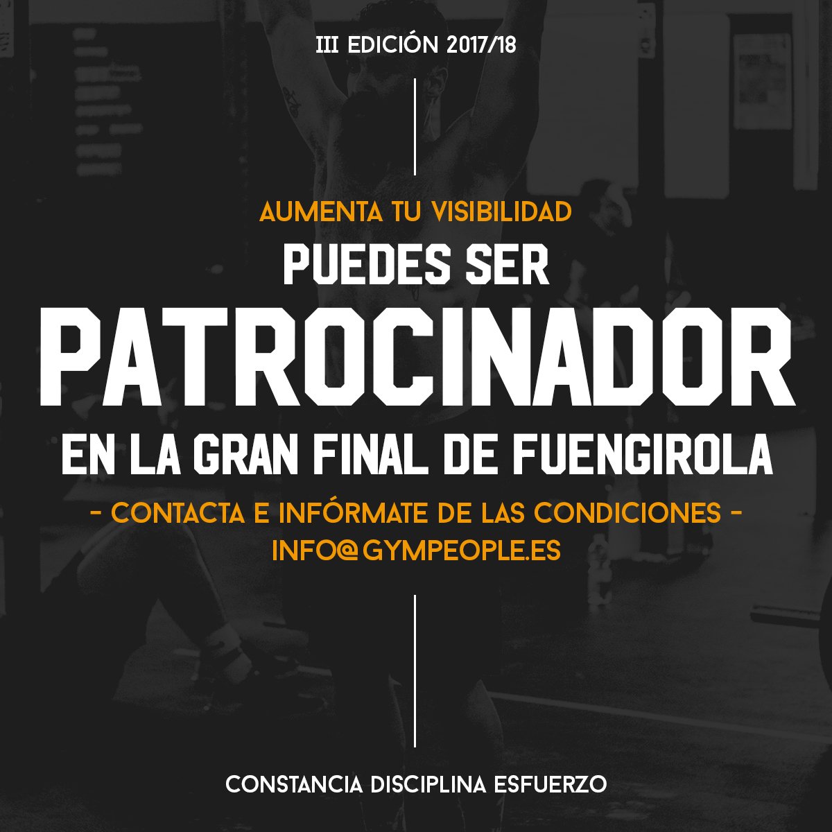 Te gustaría formar parte de los #Patrocinadores de la #GranFinal de #ThorFiveLeague?
Mándanos un mail a info@gympeople.es y te informaremos de todas las ventajas!
