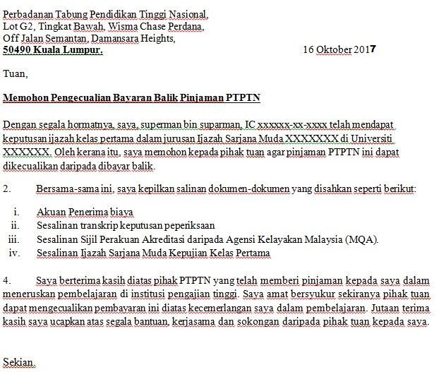 Contoh Surat Rasmi Tiada Tandatangan