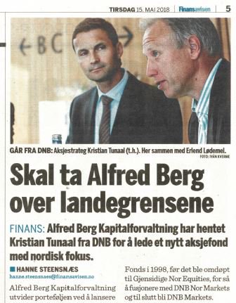 AlfredBergNO's tweet photo. @Finansavisen s 5 i dag. Kristian Tunaal er ansatt som forvalter av nordiske aksjer i Alfred Berg. https://t.co/aoK0OXHagI