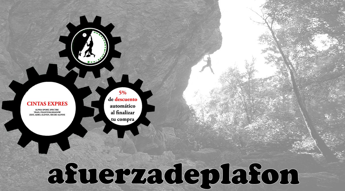 5% de descuento automático sobre el precio ya rebajao en la compra de CINTAS EXPRES: 
ALPHA SPORT, SPECTRE, TRAD, PHANTOM,SHADOW, ZEST, AERO, ELEVEN, MICRO ALPINE
#afuerzadeplafon