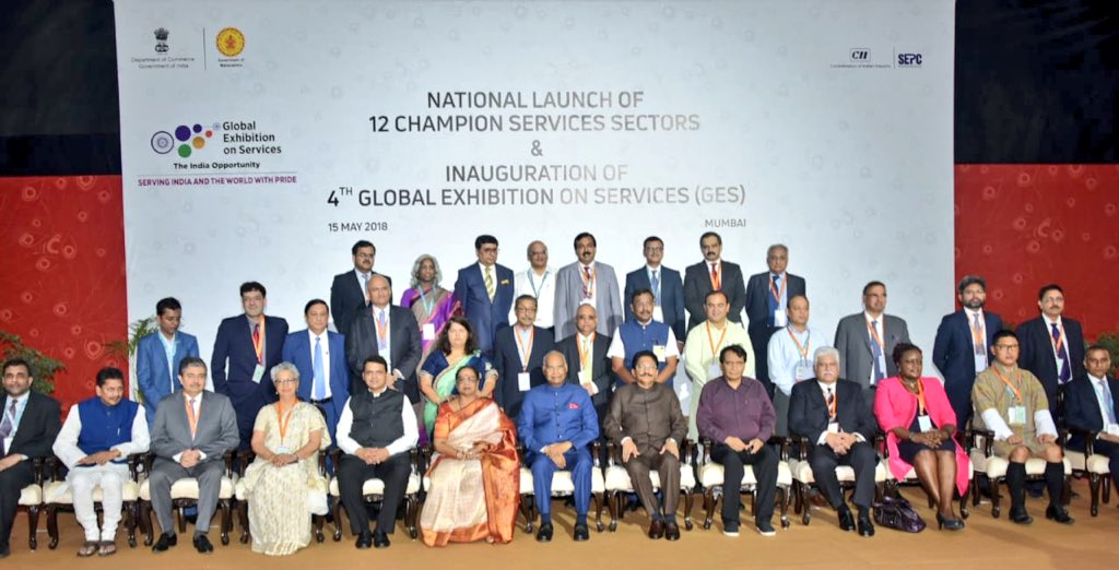 12 Champion Services identified by GoI for focused & monitored action plan are IT & ITeS ,Tourism & Hospitality,Medical Value Travel, Transport & Logistic,Accounting & Finance,Audio Visual,Legal, Communication,construction & related engg,environment,financial & education services