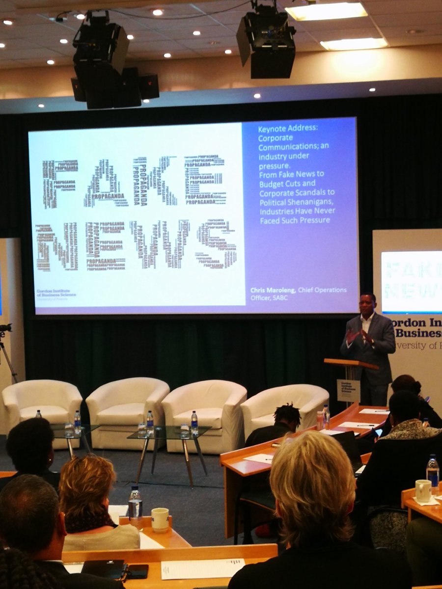kimalanaidoo's tweet photo. Great start to @GIBS_SA session on #HighImpact #CorporateCommunications &amp; #ReputationManagement with keynote address by @ChrisMaroleng on #CorporateCommunications - an industry under pressure #FakeNews https://t.co/9hzUpSta1x