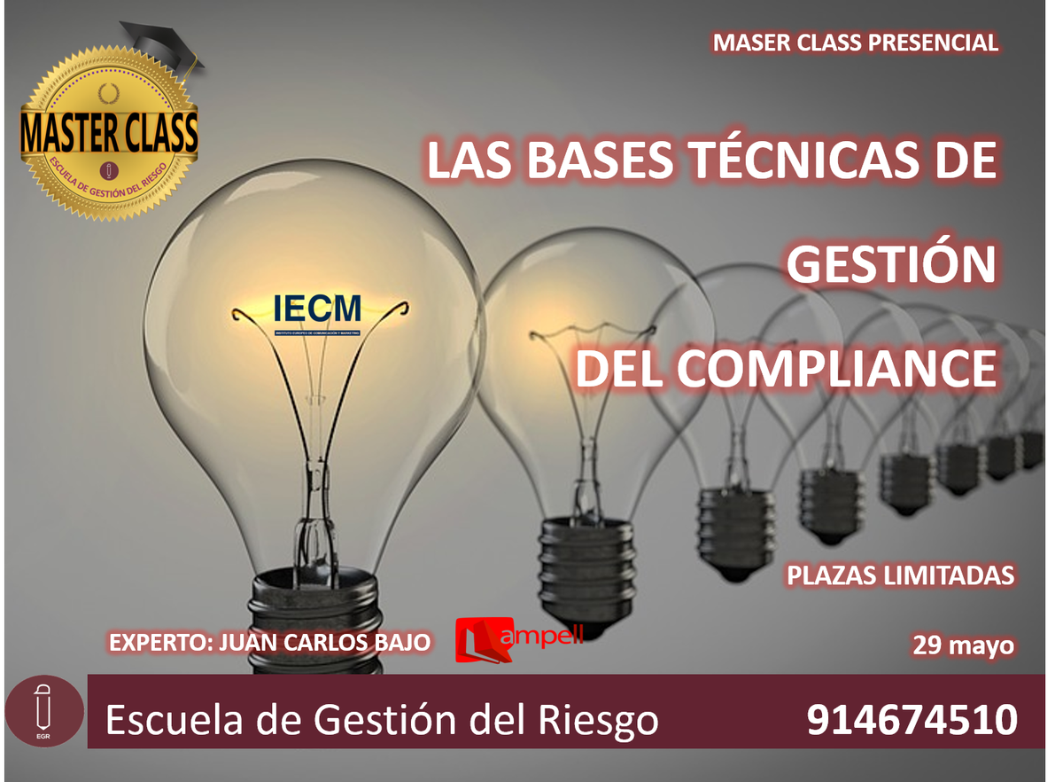 NewsCompliance's tweet photo. MASTER CLASS PRESENCIAL COMPLIANCE EN MADRID
ESCUELA DE GESTIÓN DEL RIESGO
IMPARTIDO POR JUAN CARLOS BAJO
PARA MAS INFORMACIÓN: 914674510 https://t.co/FWVih5rMc3