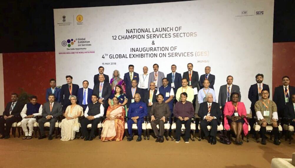 RT DoC_GoI: Hon’ble President of India Shri Ram Nath Kovind along with other dignitaries at the inauguration of the 4th Global Exhibition on Services. #GES2018 rashtrapatibhvn follow Letscontree for more