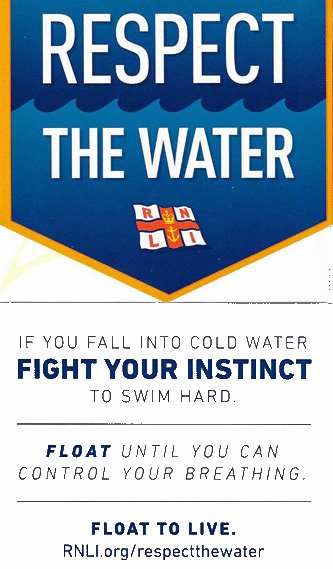 #respectthewater please read the following details before you next go to the coast or anywhere which involves water..no not the shower! But seriously though the water temperatures are around 14-15degs and enough to give Cold Water Shock if you fall in suddenly. #RNLI #ExmouthRNLI