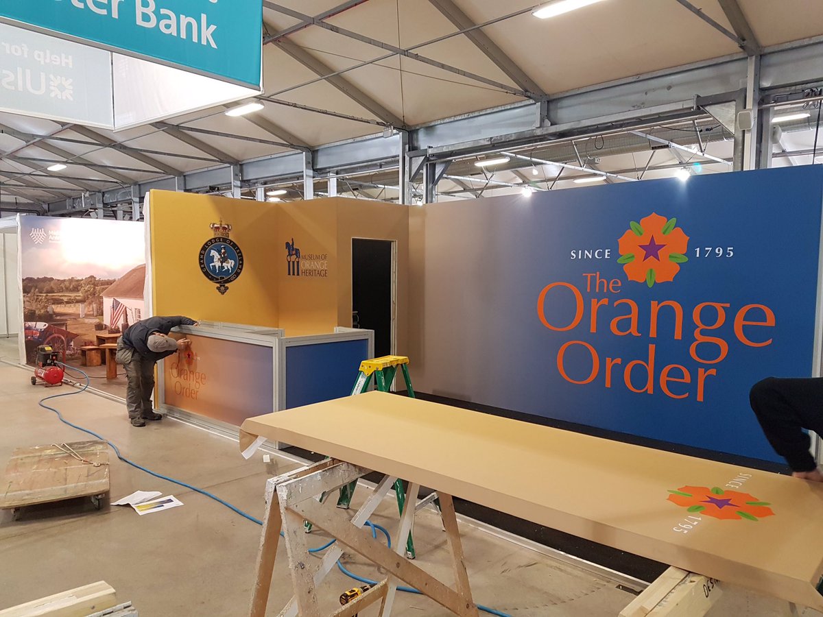 OrangeOrder's tweet photo. Final preparations being made to the Grand Lodge stand ahead of day one of @balmoralshow tomorrow!
Visit us at EK120 in the Eikon Shopping Village from 9am https://t.co/BHOvWJxT0B