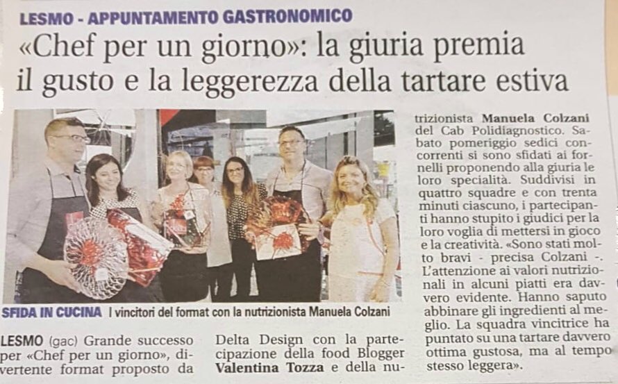 Il mio evento ha avuto successo... siamo sul giornale! <a href="/AlessiaFoglia/">Alessia Foglia</a> e company hanno vinto grazie alla leggerezza del loro piatto! #chefperungiorno #mysterybox #brianza #ricette #lacucinachevale #