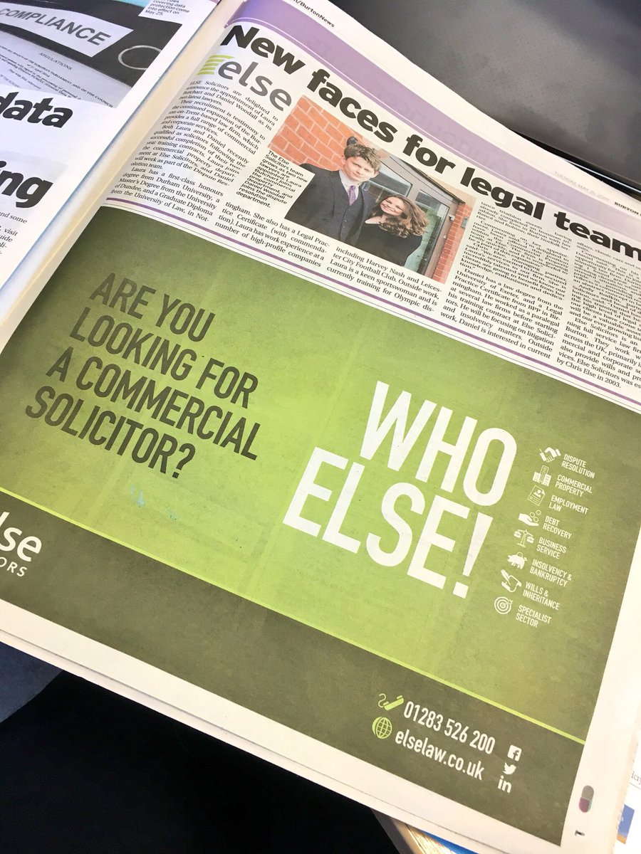 ypn_by_else's tweet photo. Nice work chaps 💪🏻 @BurtonMailNews #page31 #legalcareers #success #growingteams https://t.co/rjxSNJi5Qb