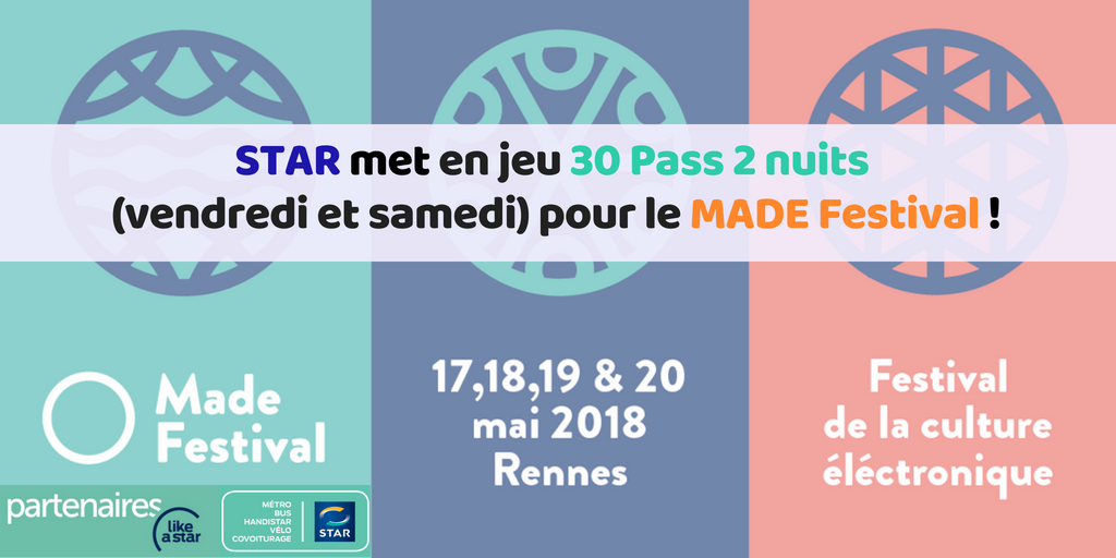 STARmeparle's tweet photo. ⚡ STAR vous emmène au MADE Festival ⚡
A gagner 1 Pass pour les 2 nuits au MusikHALL (valable pour 1 personne). 
Pour participer : 
✅ RT ce tweet et expliquez-nous en commentaire pourquoi c'est VOUS qui devez AB-SO-LU-MENT gagner un pass pour le #MADEFestival. A vos tweets ! https://t.co/Y6jZ9Ez784
