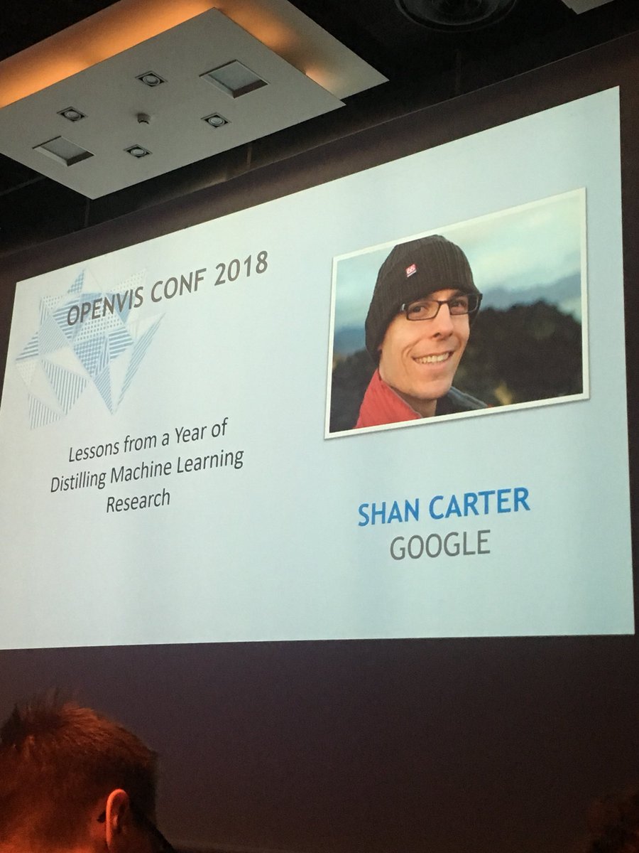 EMLYON's tweet photo. Welcome to our second speaker, @shancarter, a developer and designer working at @Google Brain Team! He is the cofounder of Distill, a #machinelearning academic journal 

#openvis #Openvisconf #data #datavisualization https://t.co/oOBmUUcFDd