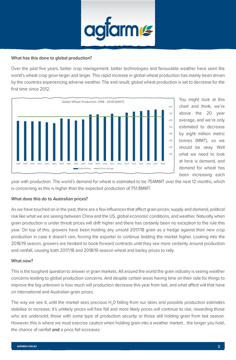 AdvantageGrain's tweet photo. 'Global Weather Markets Create Uncertainty'. 
Chris Coore, Agfarm Advantage Manager gives us an overview of the hot topics everyone is talking about 'weather, production and price'.  https://t.co/41ZzwYRAXt  #grainmarkets #plant18 #agchat #wheat https://t.co/ORhGYSARlL