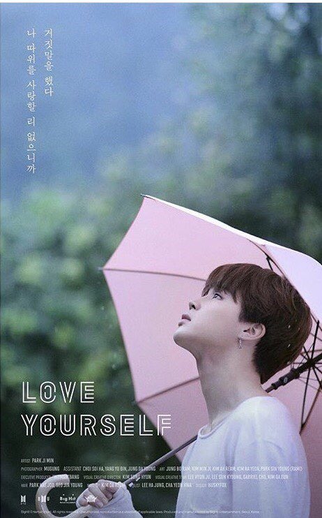 Jimin holding an umbrella in LOVE YOURSELF PosterJimin holding an umbrella in LOVE YOURSELF Highlight ReelHowever, to emphasize again, Jimin is getting wet. Just like in HYYH, his body is getting wet.This means that his reality remains exactly the same, even with an umbrella.