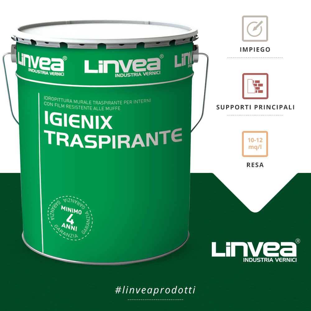 Linveasrl's tweet photo. #IgienixTraspirante
Idropittura murale per interno con film resistente alla #muffa, a base di copolimeri vinilici, cariche selezionate e specifici additivi per prevenire lo sviluppo della muffa. #Linvea https://t.co/VnQ8DjKWu9