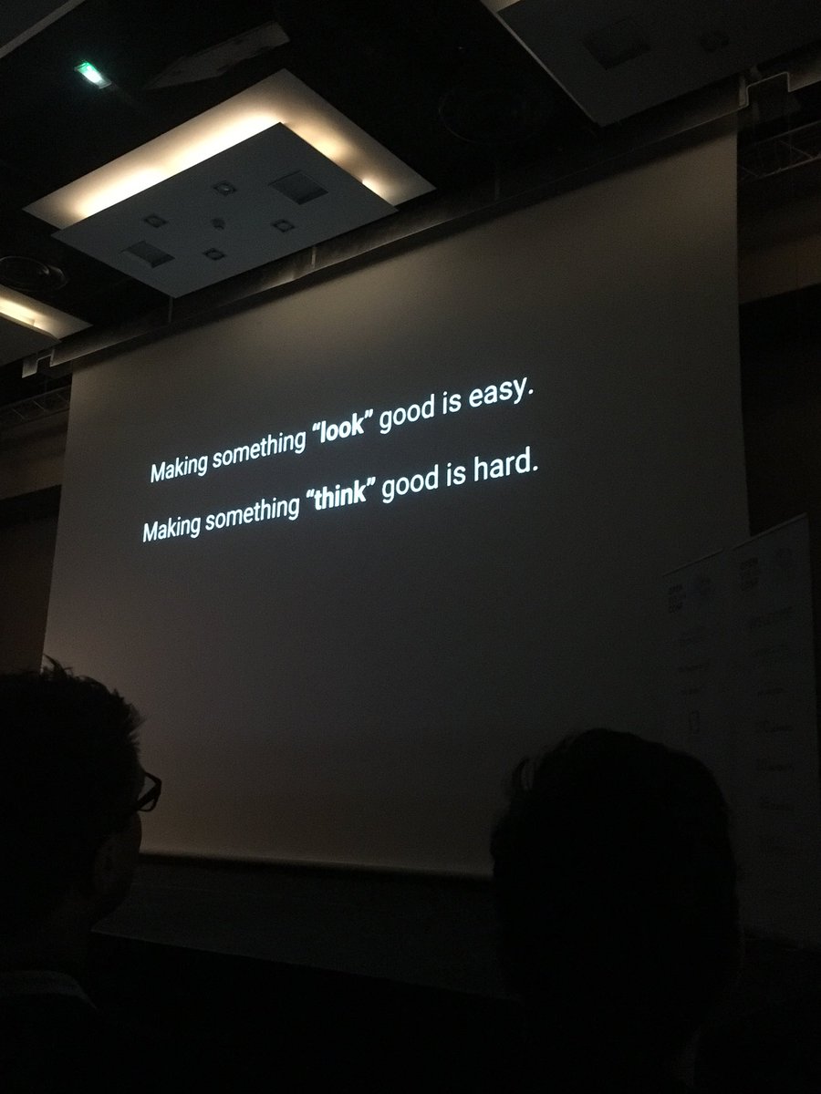 EMLYON's tweet photo. Making something « look » Good is easy. Making something « Think » Good is hard. @shancarter 
#openvis #OpenVisConf https://t.co/7DYRv9A8Mm