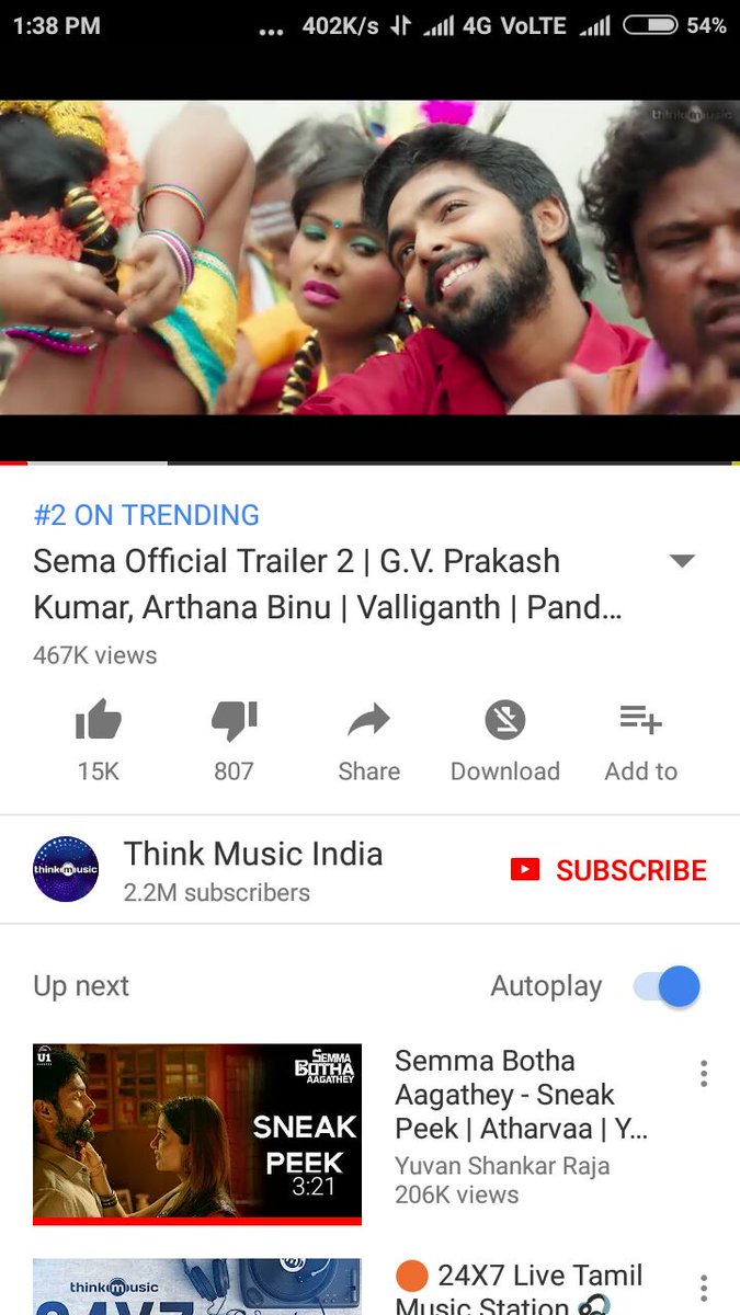 moviesupdate_'s tweet photo. Good response for Good 👌 #SemaTrailer2  Trending 2nd In Youtube India. 

@gvprakash @valliganthan @iYogiBabu @jana_nathan @rvjravi @lingabhairav @ArthanaBinu @pandiraj_dir https://t.co/5bpLFye1Dr