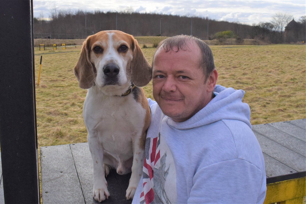 DT_Glasgow's tweet photo. "Our mental health is just as important as our physical health, which is why everyone needs positive influences in their life". Ex-soldier Barry describes how his new @DogsTrust canine companion Buddy has helped him. https://t.co/O9uL8Ev5hu #MentalHealthAwarenessWeek  #MHAW18 https://t.co/blWeXudQo0