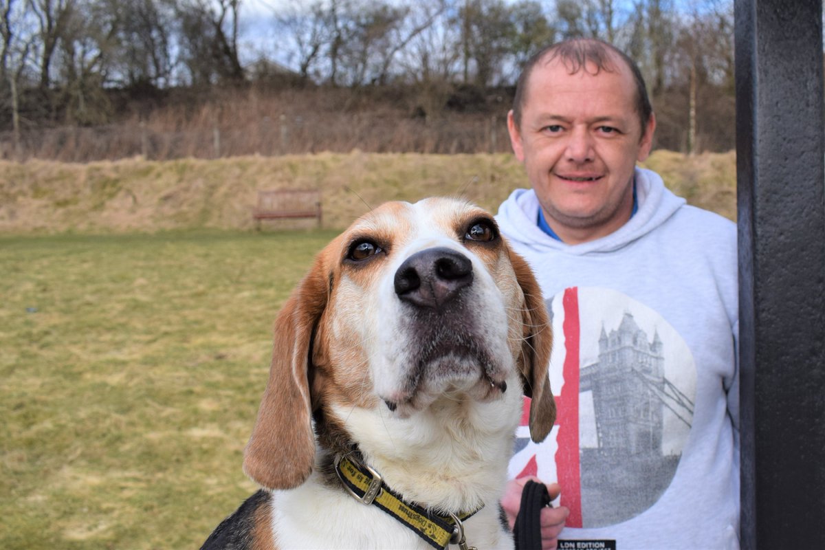 DT_Glasgow's tweet photo. "Our mental health is just as important as our physical health, which is why everyone needs positive influences in their life". Ex-soldier Barry describes how his new @DogsTrust canine companion Buddy has helped him. https://t.co/O9uL8Ev5hu #MentalHealthAwarenessWeek  #MHAW18 https://t.co/blWeXudQo0