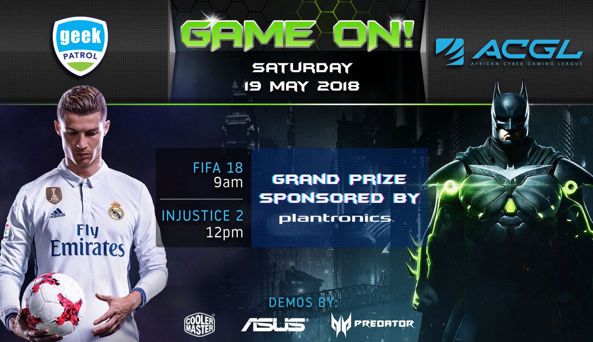 Geek__ZA's tweet photo. Just 3 days left until @GeekPatrolZA & @AfricanGaming
bring you the next #ACGLMinors for 2018!
Get your tickets now and dont miss out!!
Details: https://t.co/8isPWZLrvS
Webpage: https://t.co/1IJBvcQwpM
#ACGLMinors #FIFAza #SAesports #SAgaming https://t.co/yKRM25H05Q
