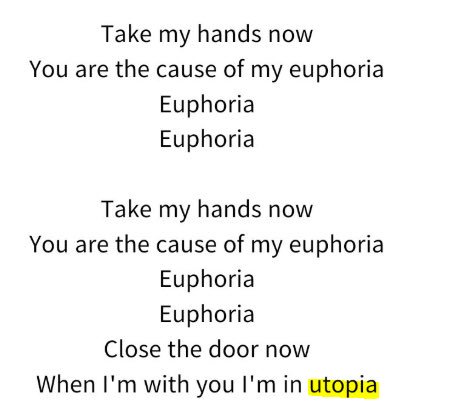 Like that, he tried to create a utopia.He tried to rebuild HYYH.Euphoria Lyrics - ‘utopia’