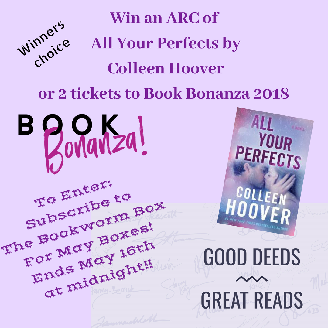 thebookwormbox's tweet photo. Closes in 24 hours!!
Winner chooses between 2 @book_bonanza tickets or an ARC of All Your Perfects by @colleenhoover  Have you ordered this month's subscription box? you are already entered! https://t.co/iFhZdeglGn https://t.co/n2aRrzvIlg