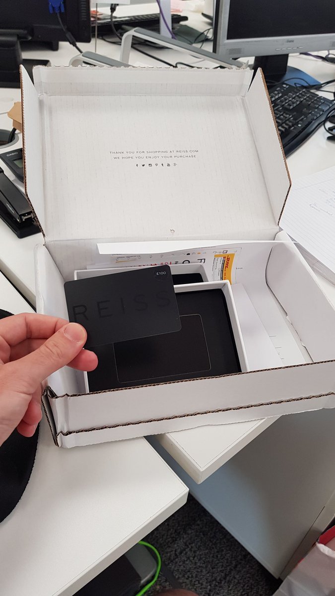 FH_andrew's tweet photo. @REISS I think you need to come up with a more environmentally friendly way to send your gift cards! https://t.co/ahj0GgtyyN