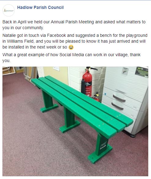HadlowParish's tweet photo. In April we held our Annual Parish Meeting and asked what matters to you in our #community.
Natalie got in touch via Facebook and suggested a bench for the playground in Williams Field, and you will be pleased to know it has just arrived #Hadlow #getinvolved https://t.co/odPmgNAnCU