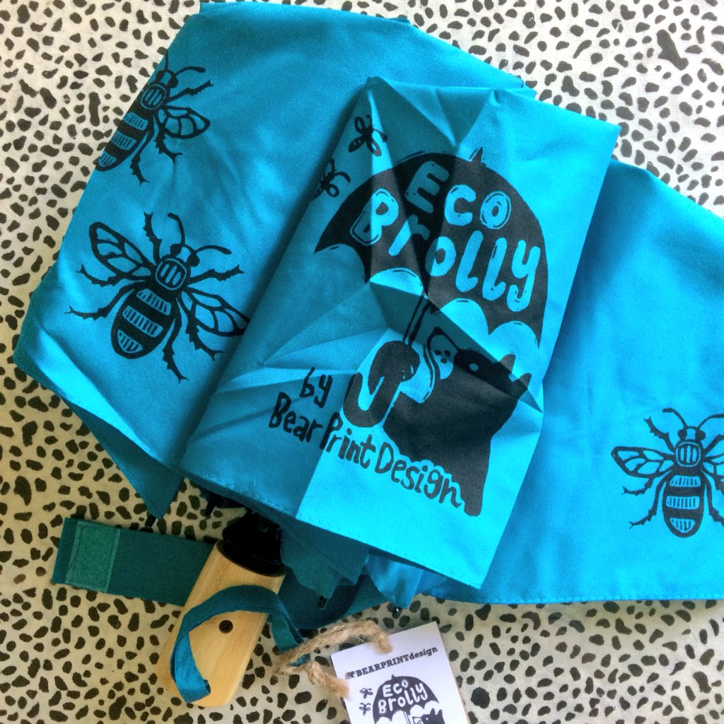 My new Mcr 🐝 EcoBrollies are available in Chorlton Art Market’s pop-up store in Kendals House of Fraser from TODAY! Made from ♻️plastic bottles, they’re windproof too! #manchester #rainydays #Sustainability #Recycle