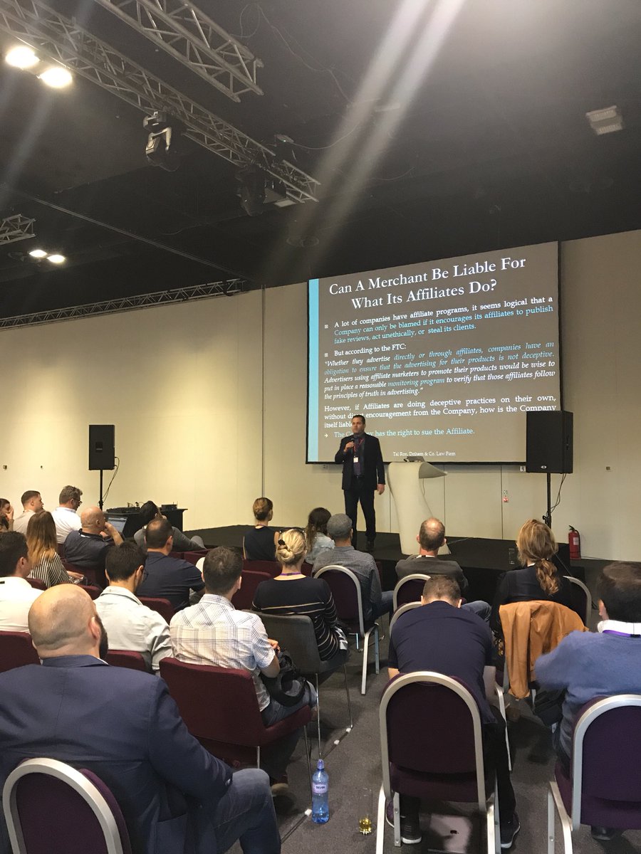 AffiliateCon1's tweet photo. Now happening: Legal keynote by the brilliant Tal Ron. ๐ #AffiliateCon #SeriousBusiness https://t.co/2538dBDULu