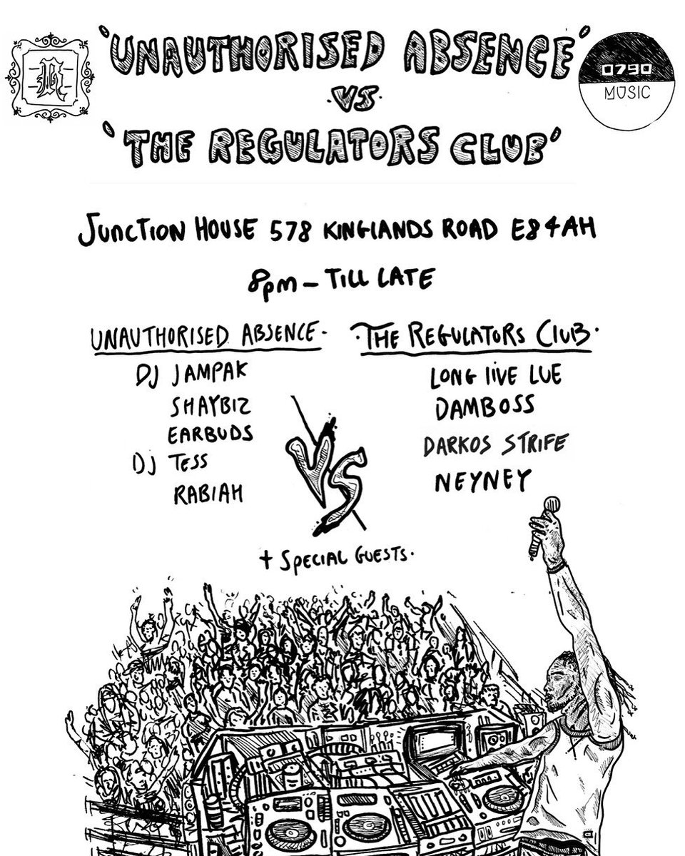 RegulatorsClub_'s tweet image. ICYMI: tickets available now via bit.ly/TRC28JUNE for our versus party with @UNABSENCE at @JunctionHouseE8 including a heavy line up of DJs and acts TBA
