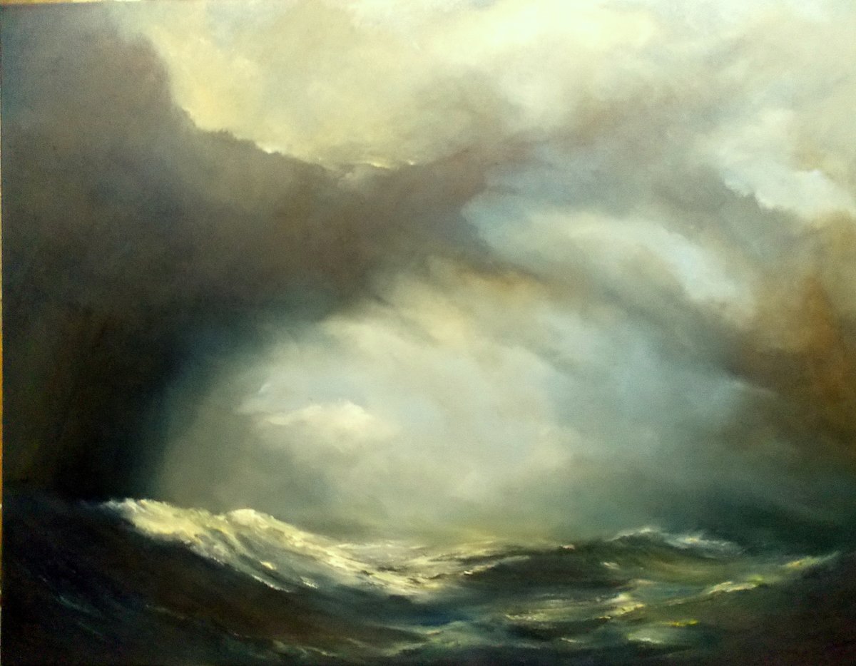 by the Bridport Artist Michael Devlin Taylor, Waves become Mountains, Oil on Canvas, 70/90cm