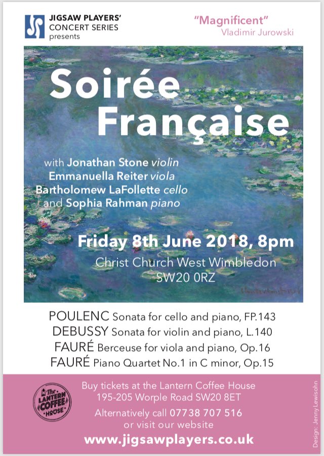 JigsawPlayers's tweet photo. #Time for that mid #morning #coffee yet? Get one from our awesome #partner @lantern_coffee and get your #tickets for our next #concert at the same time! We’re celebrating #French #composers on 8th June, Christ Church #WestWimbledon #Debussy #Fauré #Poulenc #music #livemusic #sw20 https://t.co/r7Gobl92pm