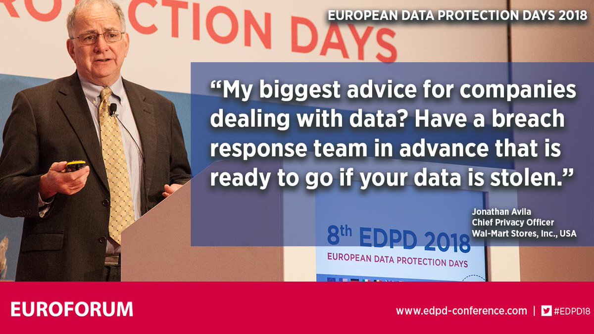 Does your company have a breach response team? Jonathan Avila (<a href="/Walmart/">Walmart</a>) about #databreach #bestpractice at #edpd18.