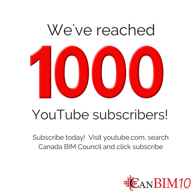 Canbim We Ve Reached 1000 Subscribers On Youtube Subscribe To Our Channel Today To Keep Up On The Latest Bim Content Canada Bim Council Bim Bimincanada Subscribe T Co Cj1fas1o01 T Co Cggzuyonhu