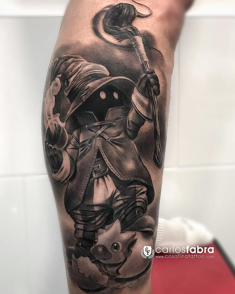 Black Mage on Chocobo done by Liv Larouche from Goldstream Tattoos  r tattoo