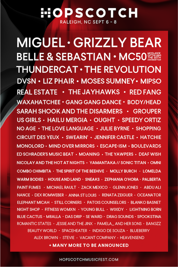 hopscotchfest's tweet photo. It's here! The official lineup for #Hopscotch2018! 

Wristbands available Friday at 10am >> https://t.co/NiPUgQiXsi https://t.co/7JQocWv6h3