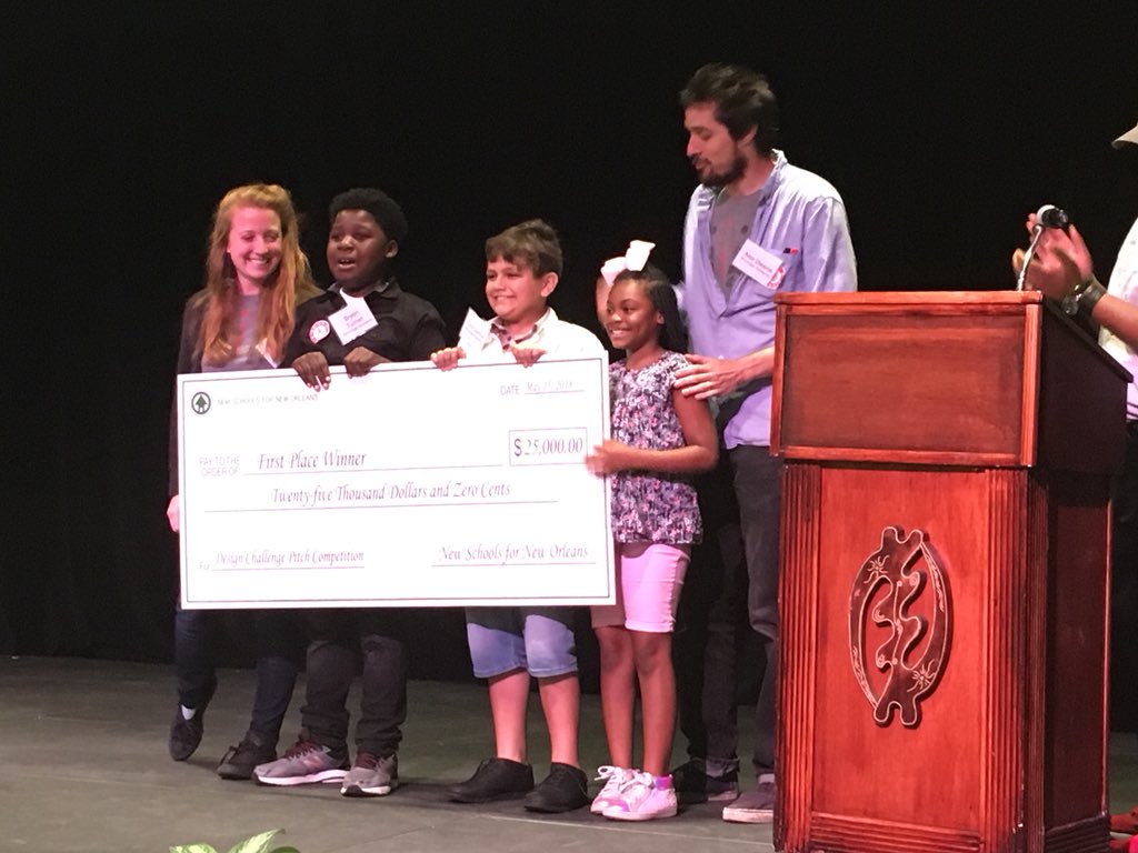MaggieRSNOLA's tweet photo. And the winner of the @NSNO_NOLA Design Challenge is @BricolageNOLA Bricoradio for making reading intervention a radio show. #NOLAEd #FutureOfLearning is now! https://t.co/5jmo7o1KnI