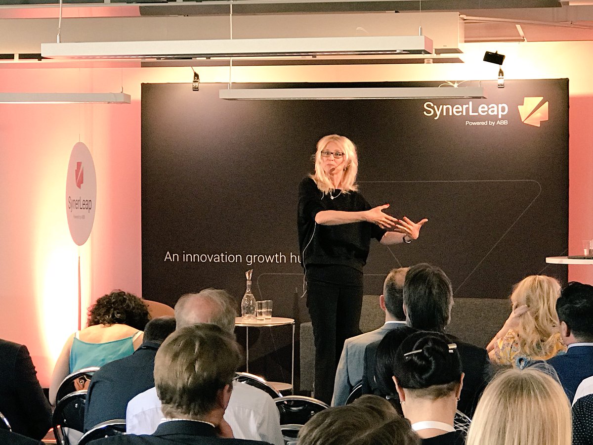 SynerLeap's tweet photo. Lena Stridsman, Digital Lead @ABBSverige talks about the future of industry at #SynerLeapSpringboard https://t.co/fW3n1qHNE2