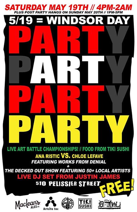 EyesOnWindsor's tweet photo. There's Going to Be A BIG #519Day Celebration This Saturday In #DowntownWindsor on #MaidenLane w/ @DENIAL519 Joined by Many Other Artists, Come On Out For #PartArtPartParty Part 14 #YQG https://t.co/O7uaUGXlDT https://t.co/OuihUNPbAi
