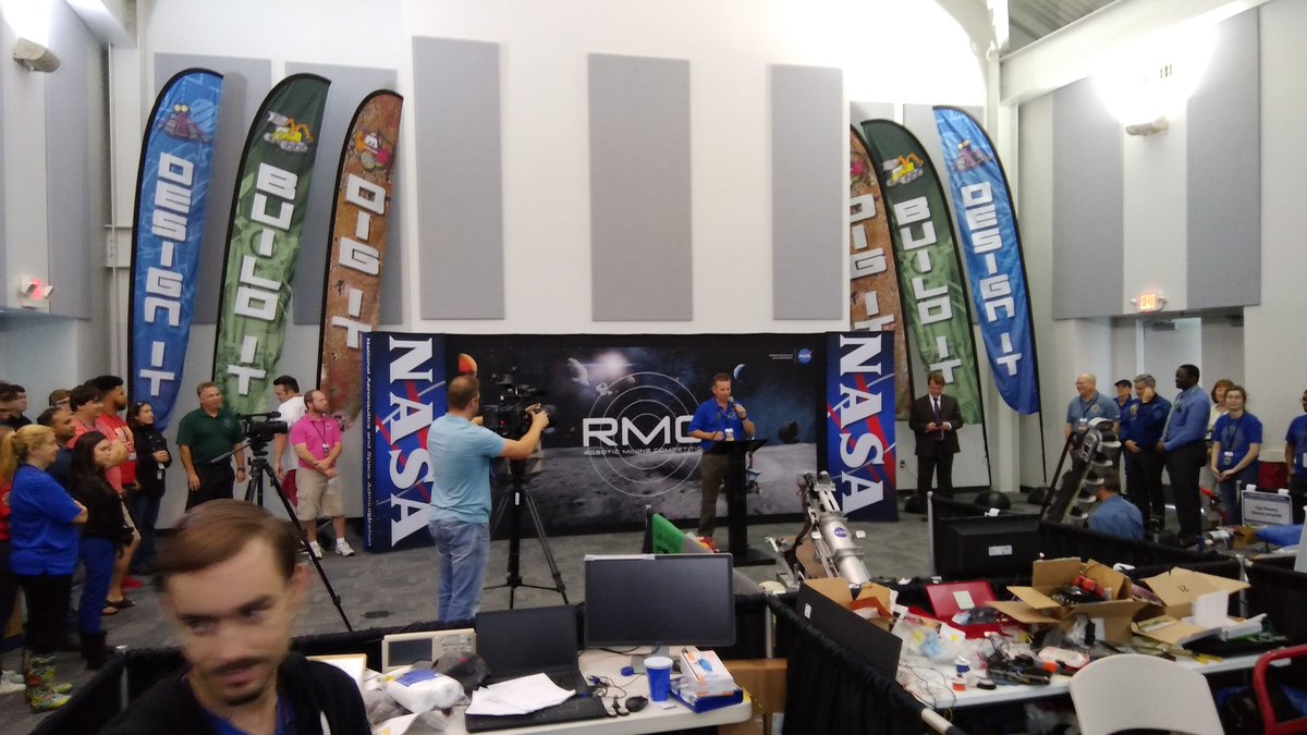 Rob Mueller leading the annual roll-call of schools and pep rally. @NASARMC